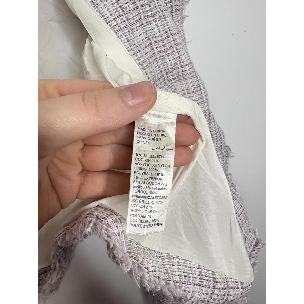 Whbm Blazer Womens 8 Tweed Fringe Cropped Feminine Girly Corpcore Lavender - Picture 6 of 8